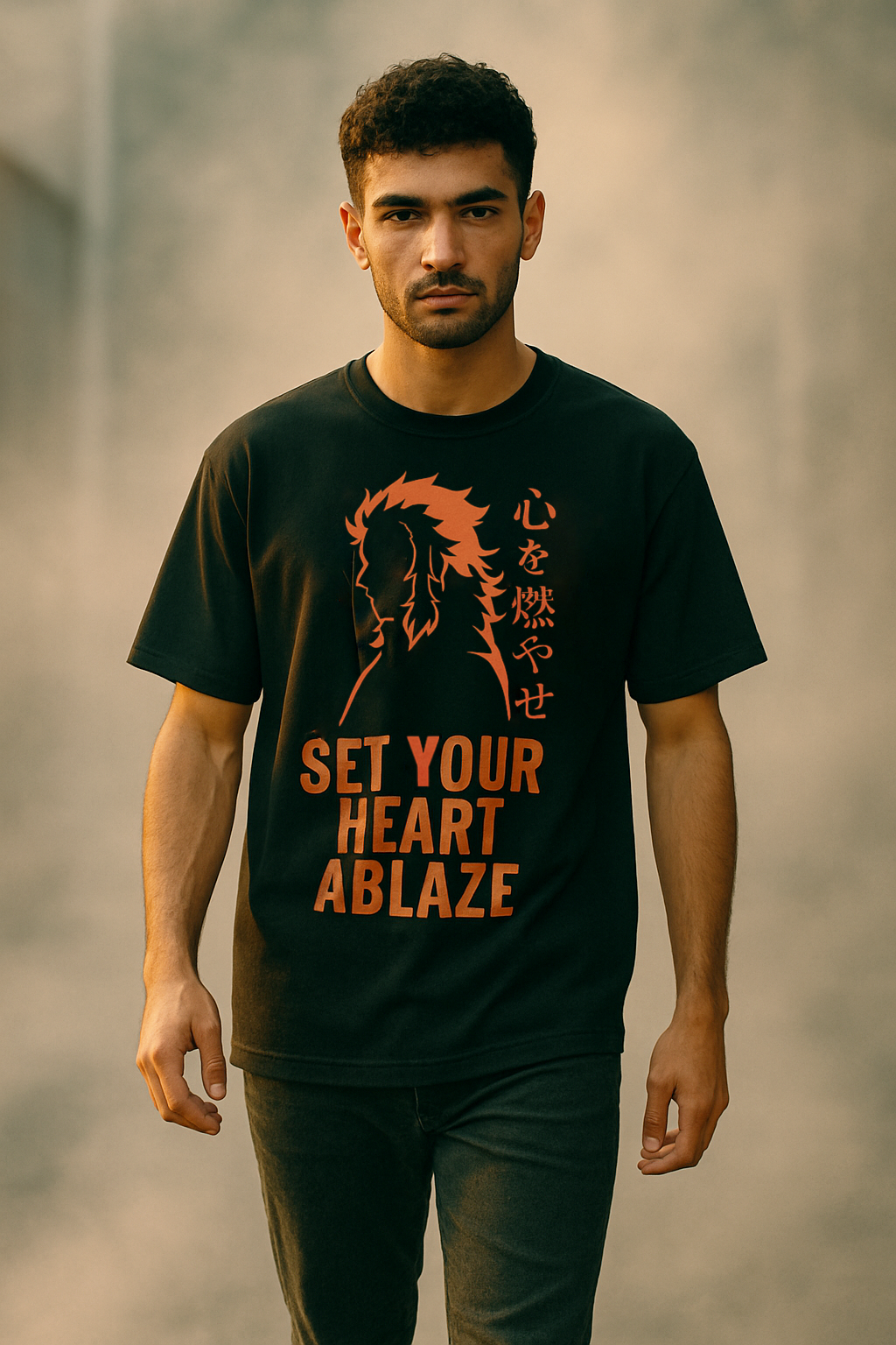Rengoku “Set Your Heart Ablaze” Tee – ShadowArc Flame Edition