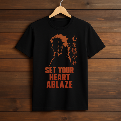 Rengoku “Set Your Heart Ablaze” Tee – ShadowArc Flame Edition